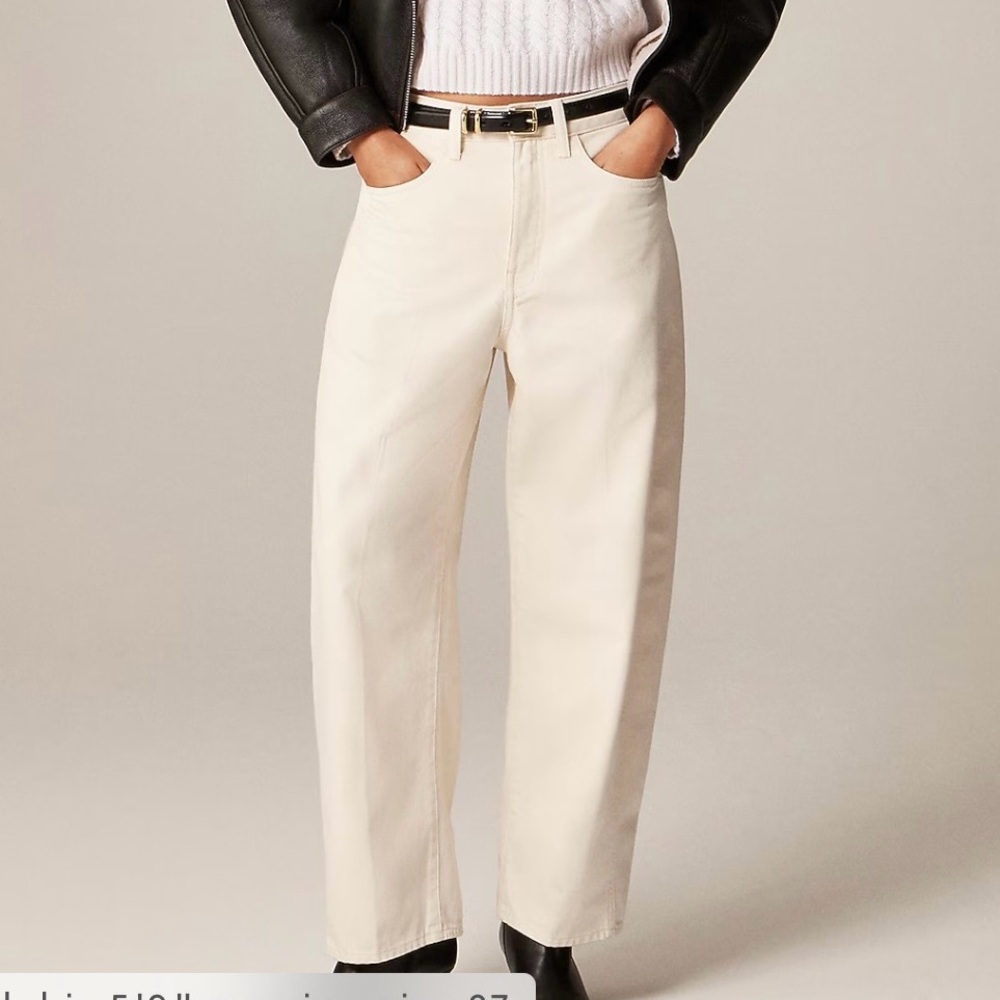 J Crew Barrel Leg Ecru Jean, Sz 26